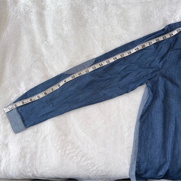 Saint James Split Denim Button Down Shirt Made In France Size 8 Collared Y2K - Picture 10 of 13